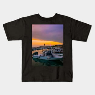 Summer Sunset Boats Seaport Italy Kids T-Shirt